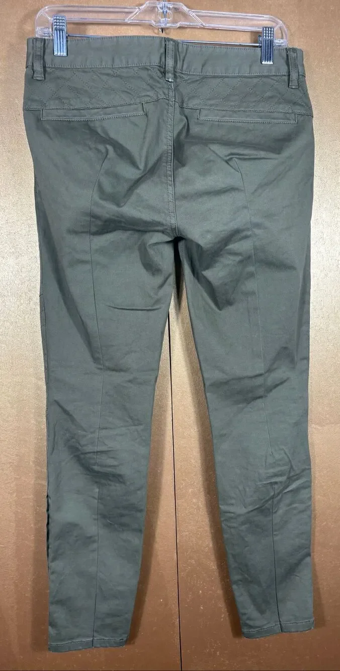 Tory Burch army green zippered ankle chino pants size 27